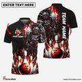 Frenzidea Bowling And Pins Flame Samurai Customized Name 3D Shirt ( 6 Colors)