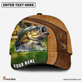 Frenzidea Personalized Large Mouth Bass Fishing Leather Pattern Classic Cap