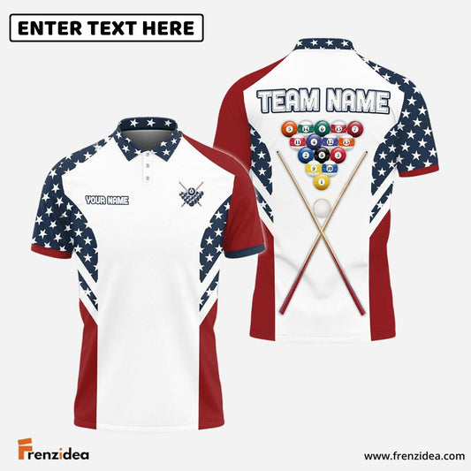 Frenzidea Billiards Rack & Stick USA Flag Personalized Shirt