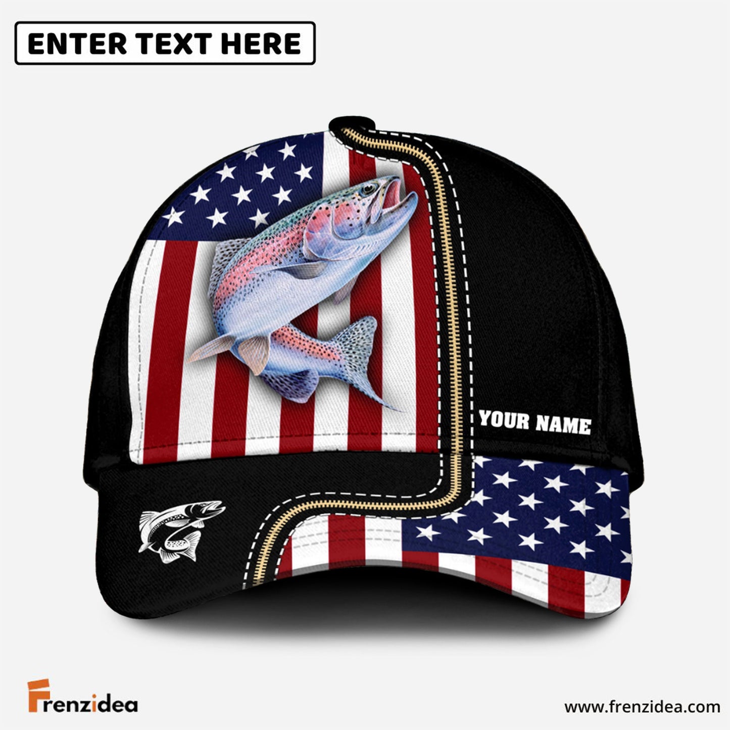 Frenzidea Rainbow Trout Fish Personalized Fishing Classic Cap