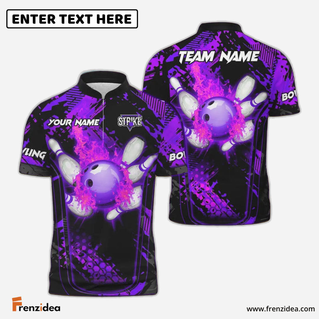 Frenzidea Bowling And Pins Abstract Grunge Break Multicolor Personalized Name, Team Name 3D Shirt