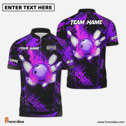 Frenzidea Bowling And Pins Abstract Grunge Break Multicolor Personalized Name, Team Name 3D Shirt