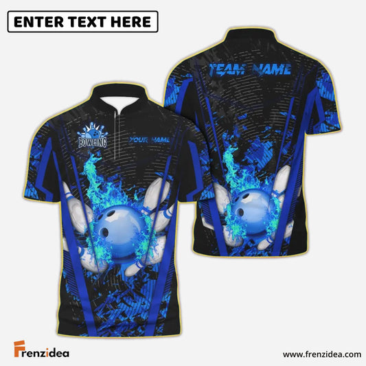 Frenzidea Bowling And Pins Abstract Grunge Multicolor Personalized Name, Team Name 3D Shirt