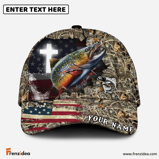 Frenzidea Personalized Trout Cross Camo Fishing Classic Cap