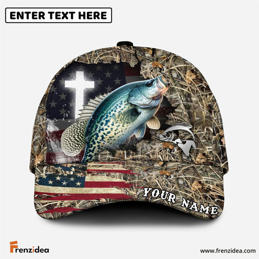 Frenzidea Personalized Crappie Cross Camo Fishing Classic Cap