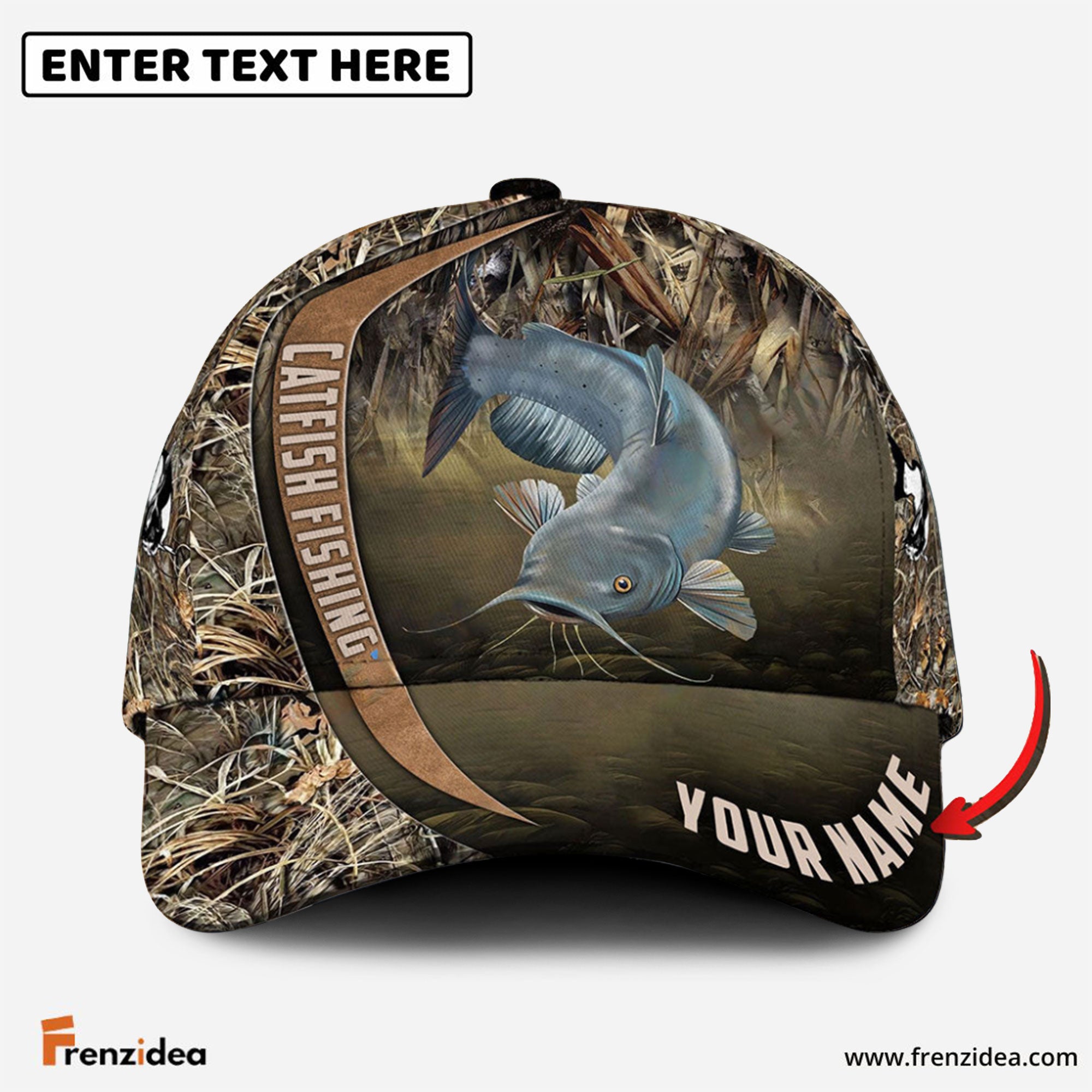 Frenzidea Personalized Catfish Fishing Grass Nature Classic Cap