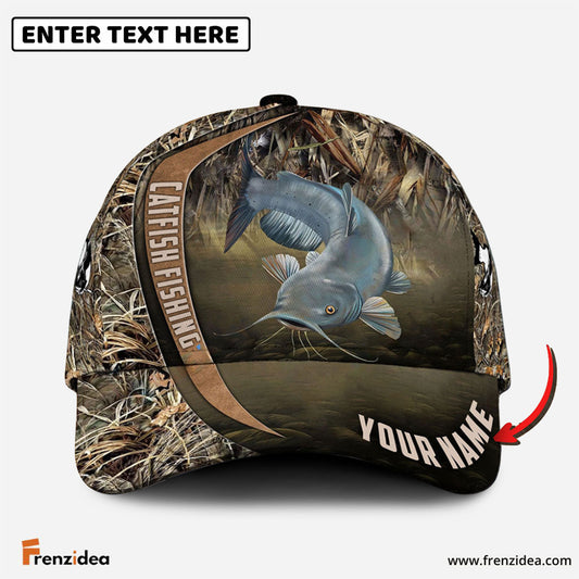 Frenzidea Personalized Catfish Fishing Grass Nature Classic Cap
