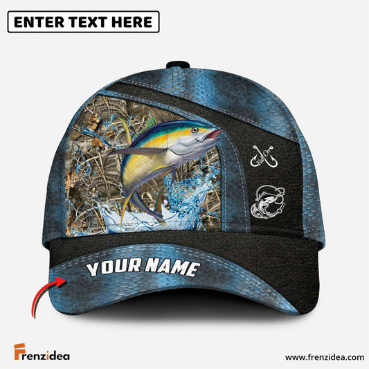 Frenzidea Personalized Tuna Fishing Skin Bling Leather Pattern Classic 3D Cap