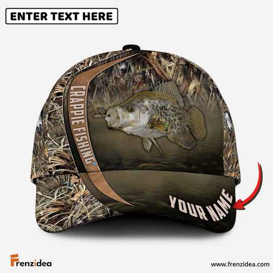 Frenzidea Personalized Crappie Fishing Grass Nature Classic Cap