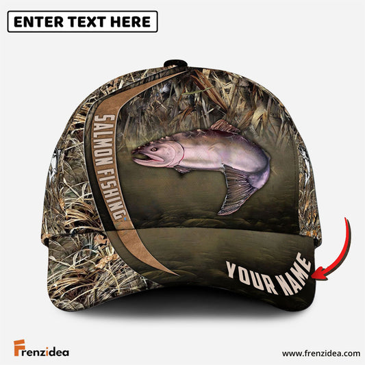 Frenzidea Personalized Salmon Fishing Grass Nature Classic Cap