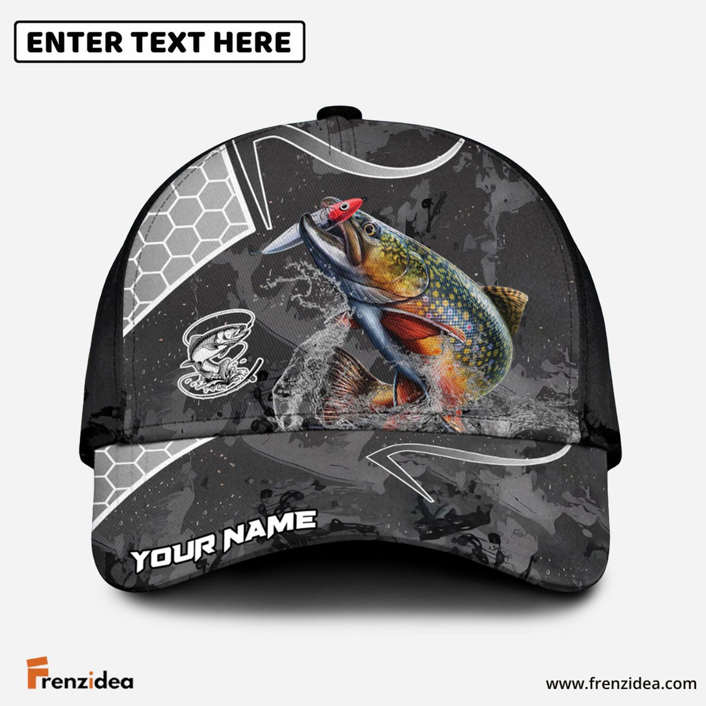 Frenzidea Trout Fishing Gray Camo Sport Personalized Cap