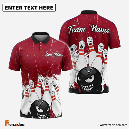 Frenzidea Bowling And Pins Angry Ball vs Screaming Pins Customized Name 3D Shirt (4 Colors)
