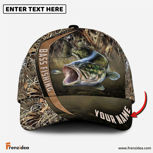 Frenzidea Personalized Bass Fishing Grass Nature Classic Cap