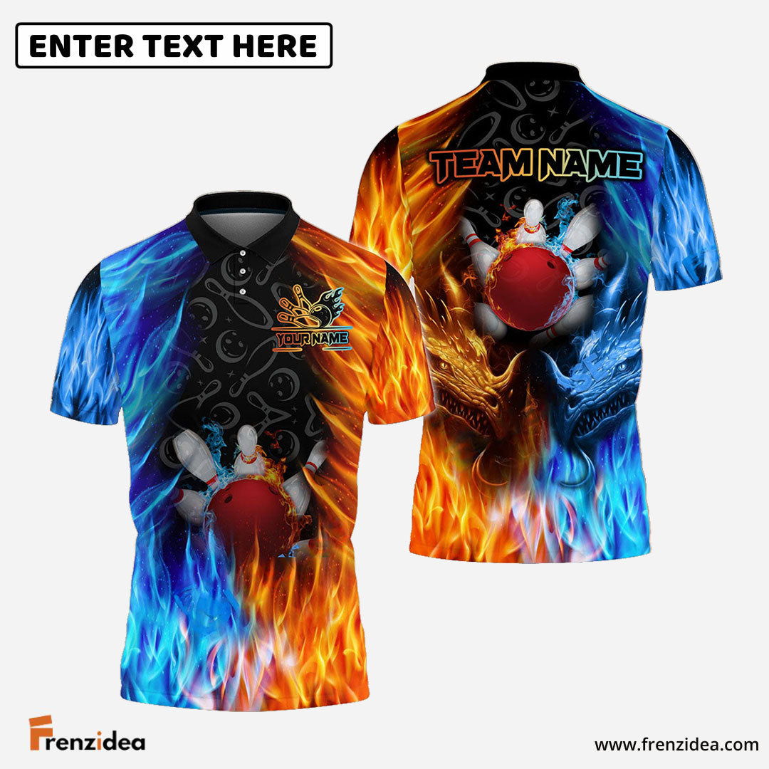 Frenzidea Bowling Fire And Ice Customized Name, Team Name 3D Shirt ( 2 Colors )