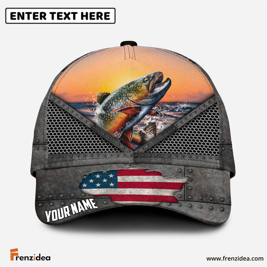 Frenzidea Trout Fishing Sunset Personalized Cap