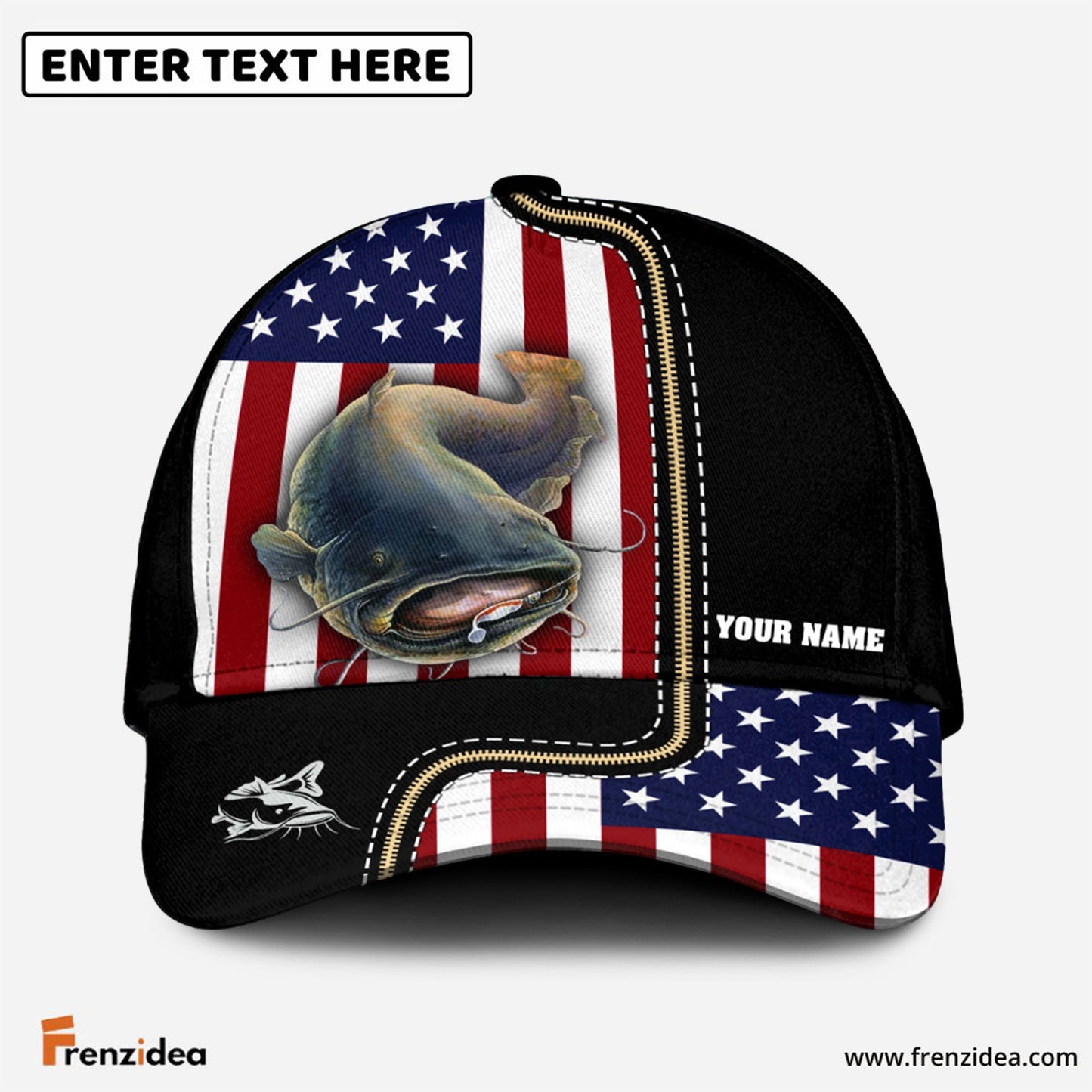 Frenzidea Catfish Personalized Fishing Classic Cap