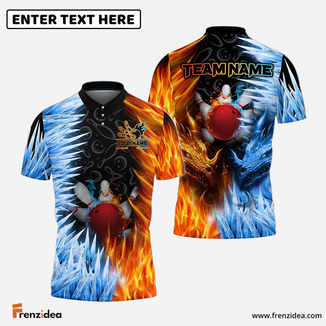 Frenzidea Bowling Fire And Ice Customized Name, Team Name 3D Shirt ( 2 Colors )