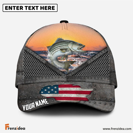 Frenzidea Striped Bass Fishing Sunset Personalized Cap