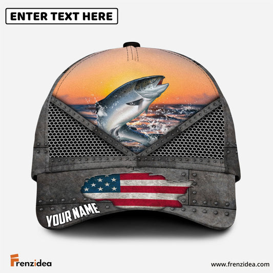 Frenzidea Salmon Fishing Sunset Personalized Cap