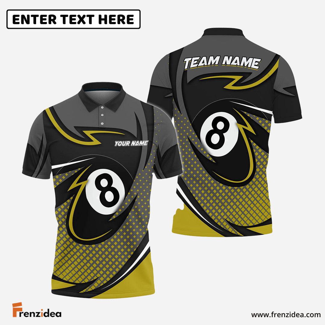 Frenzidea Billiards 8 Ball Pool Personalized Name, Team Name Unisex Shirt ( 6 Colors )