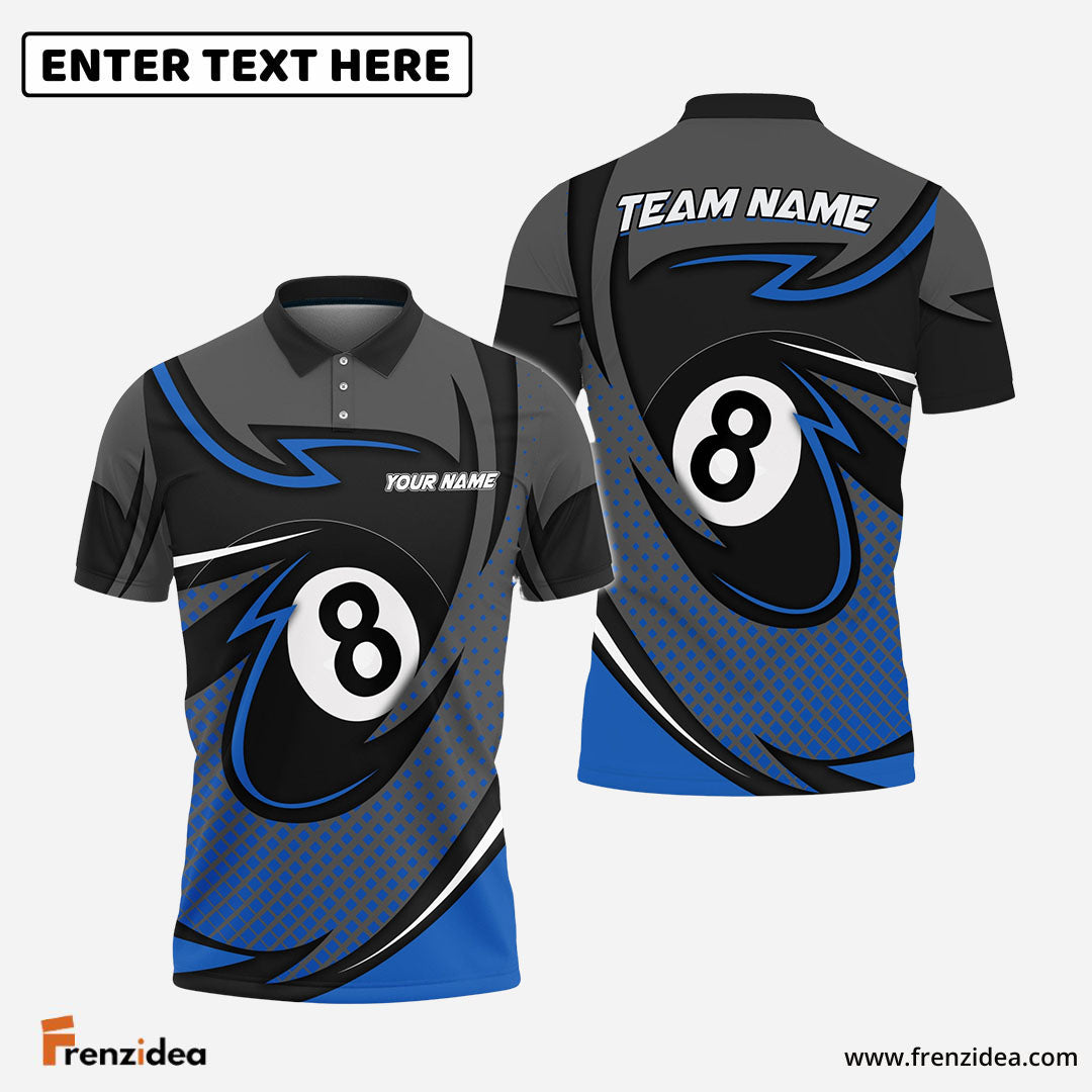 Frenzidea Billiards 8 Ball Pool Personalized Name, Team Name Unisex Shirt ( 6 Colors )