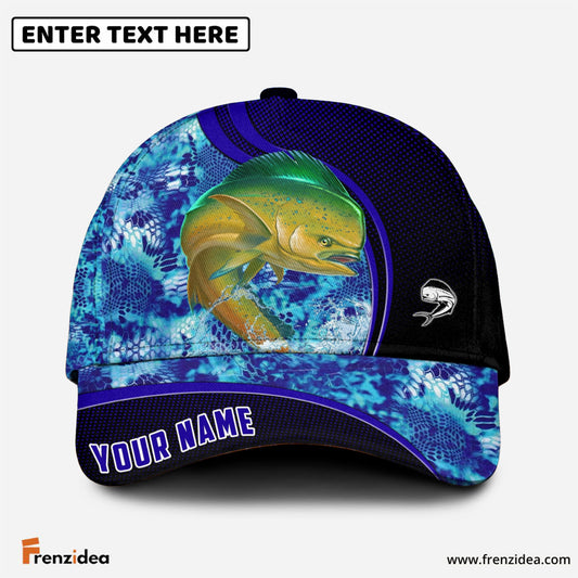 Frenzidea Blue Patchy Mahi Mahi Fishing Personalized Cap