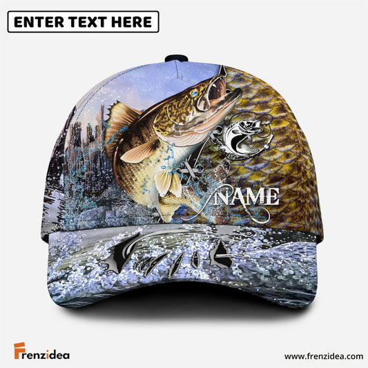 Frenzidea Personalized Clear Water Skin Walleye Fishing Classic Cap