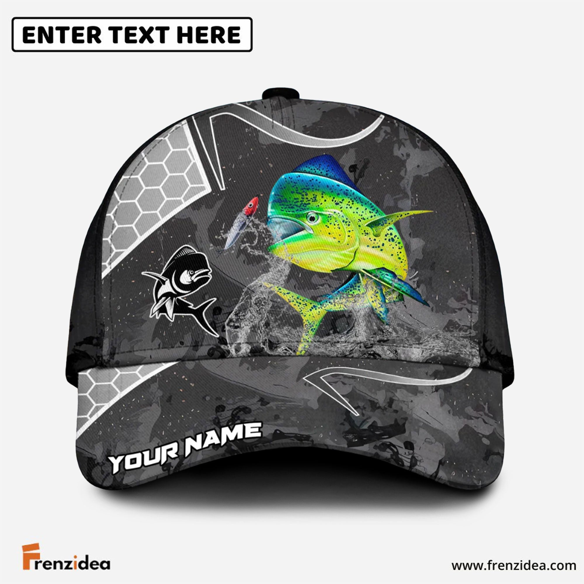 Frenzidea Mahimahi Fishing Gray Camo Sport Personalized Cap