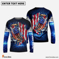 Frenzidea Bass Fishing 3D American Flag Patriotic Customize Name All Over Print Shirt