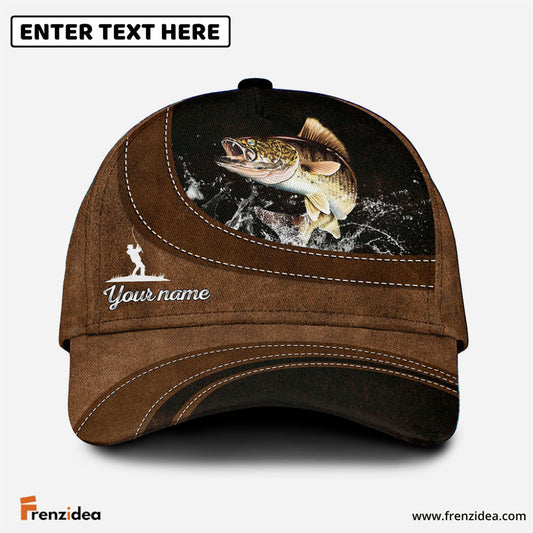 Frenzidea Custom Name Walleye Fishing Happiness Cap