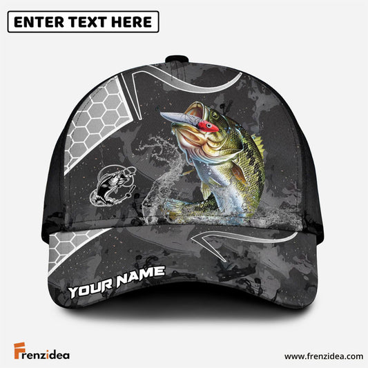 Frenzidea Bass Fishing Gray Camo Sport Personalized Cap