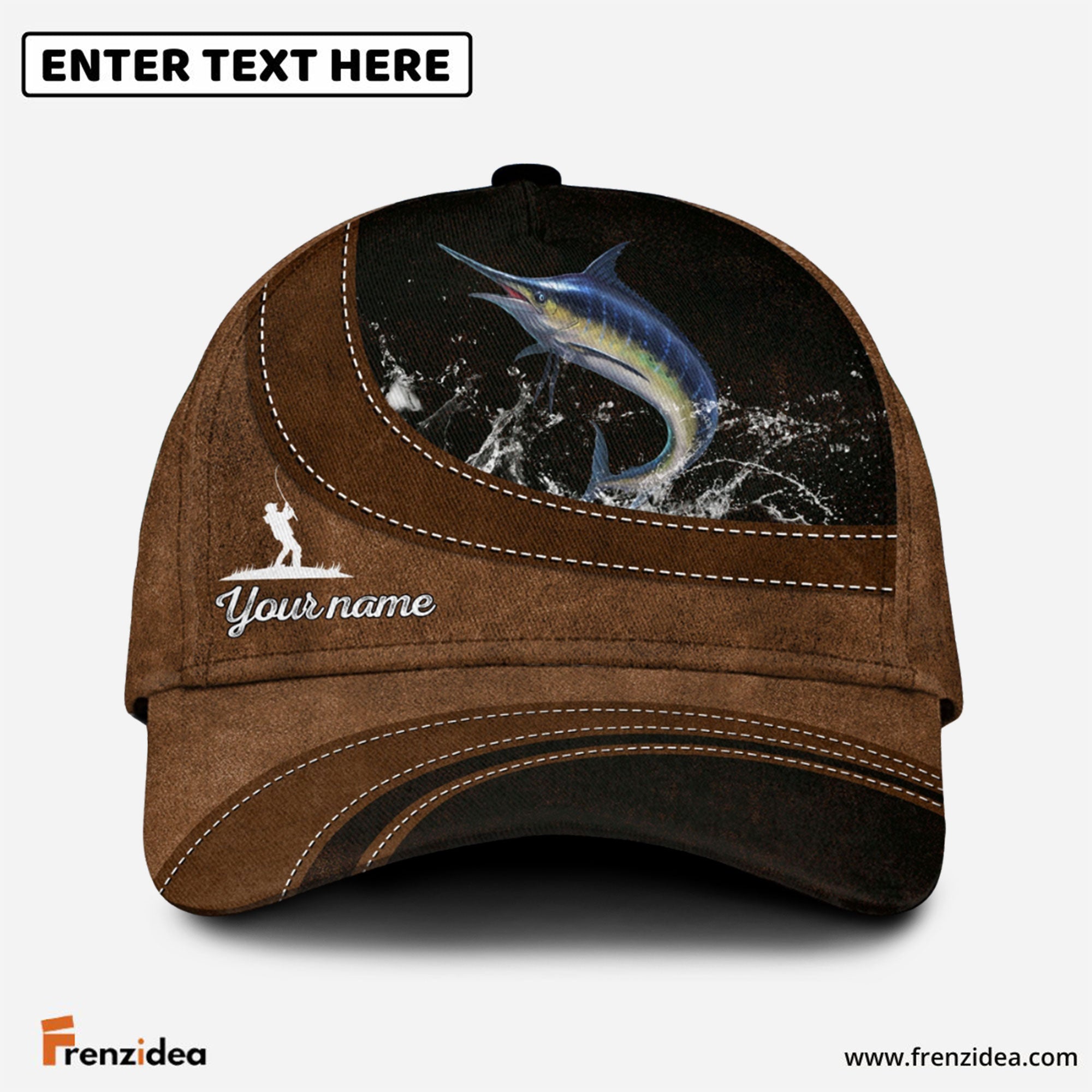 Frenzidea Custom Name Blue Marlin Fishing Happiness Cap