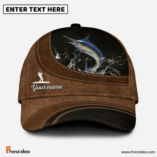 Frenzidea Custom Name Blue Marlin Fishing Happiness Cap