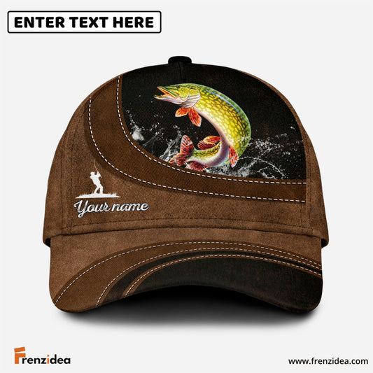 Frenzidea Custom Name Northern Pike Fishing Happiness Cap