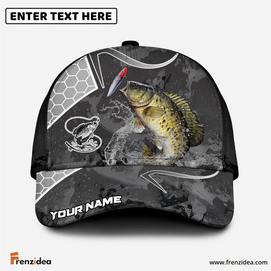 Frenzidea Crappie Fishing Gray Camo Sport Personalized Cap