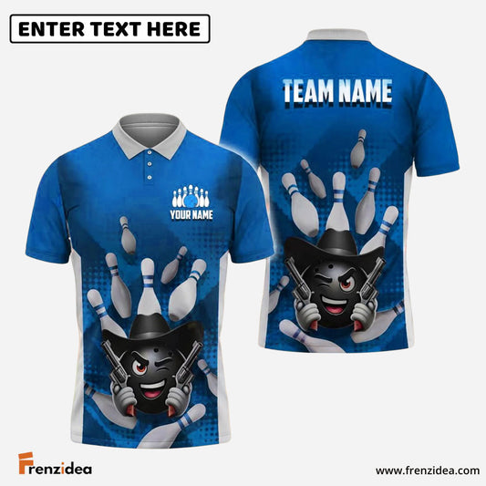Frenzidea Bowling And Pins Cowboy Ball with Guns Customized Name 3D Shirt (4 Colors)