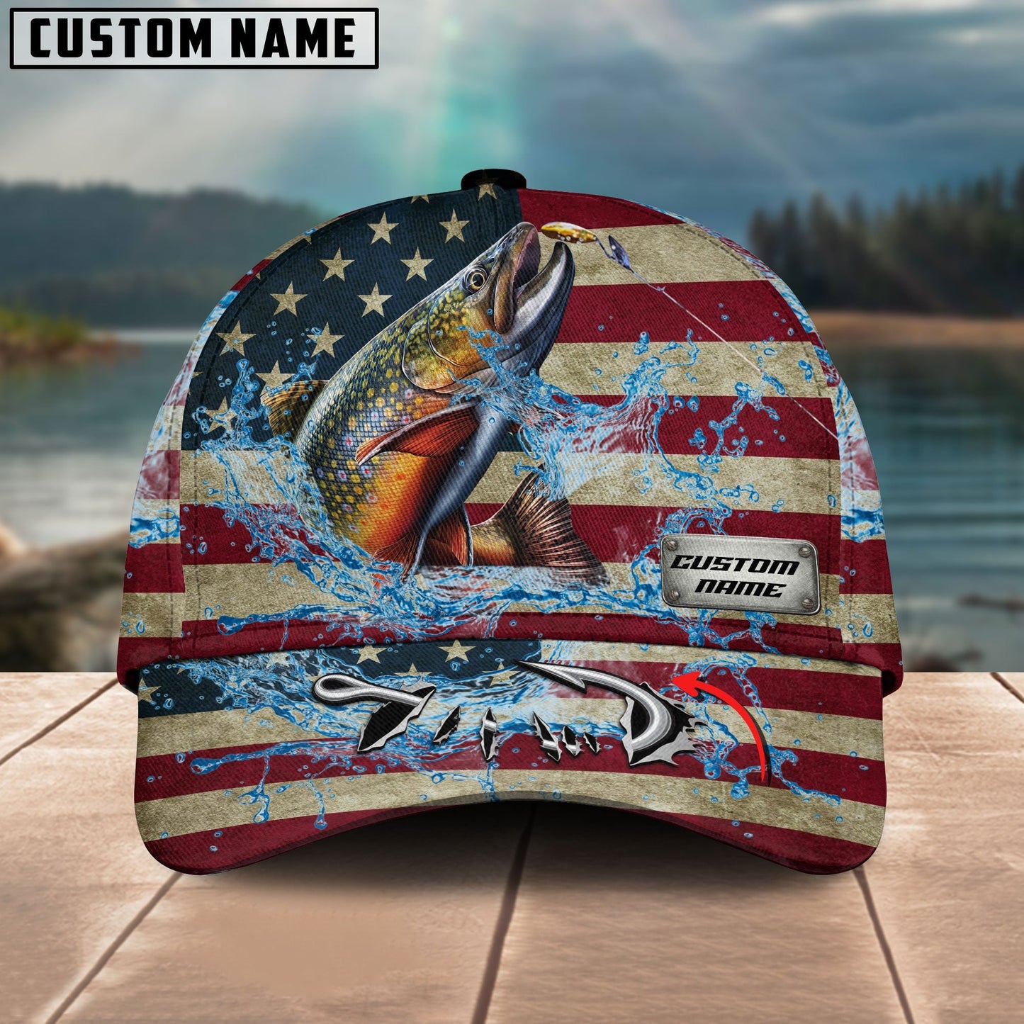 Frenzidea Personalized American Trout Water Splash FIshing Classic Cap