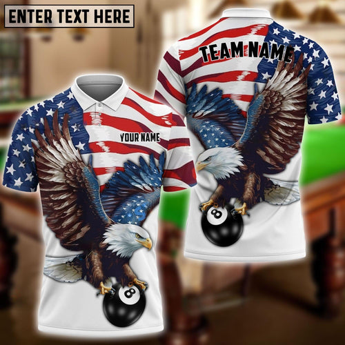 Frenzidea Billiards 8 Ball Eagle US Flag Retro Personalized Name, Team Name Unisex Shirt