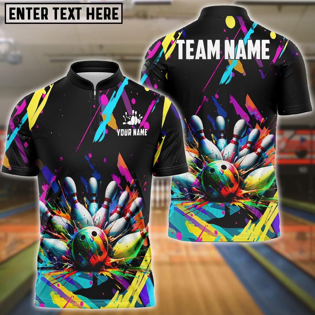 Frenzidea Bowling Graffiti Splash Paint Customized Name, Team Name 3D Shirt