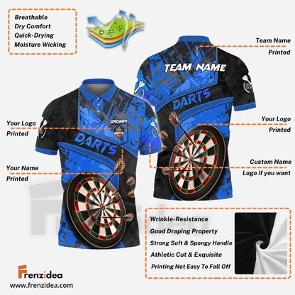 Frenzidea Darts Board Personalized Name, Team Name 3D Pocket Polo