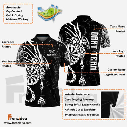 Frenzidea Viking Runes Black White Custom Darts Shirts