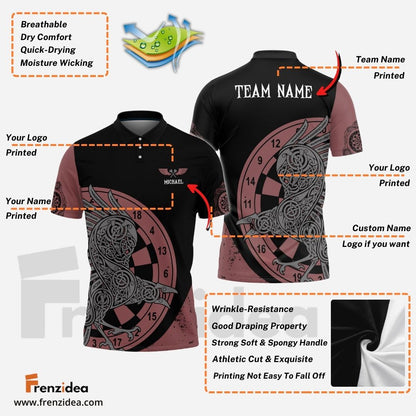 Frenzidea Viking Raven Red Grey Version Custom Darts Shirts