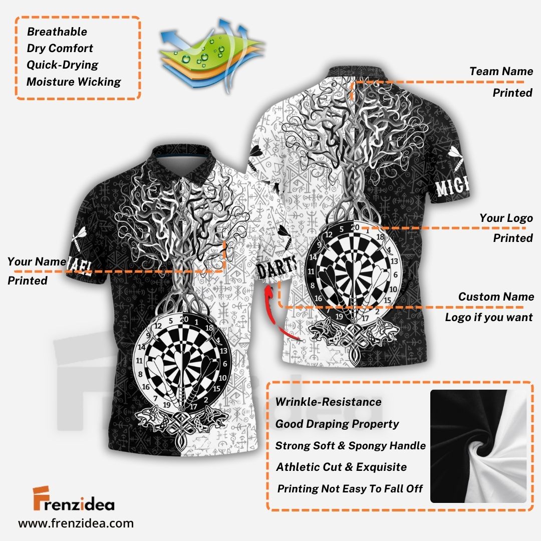 Frenzidea Warrior Viking Black White Custom Darts Shirts