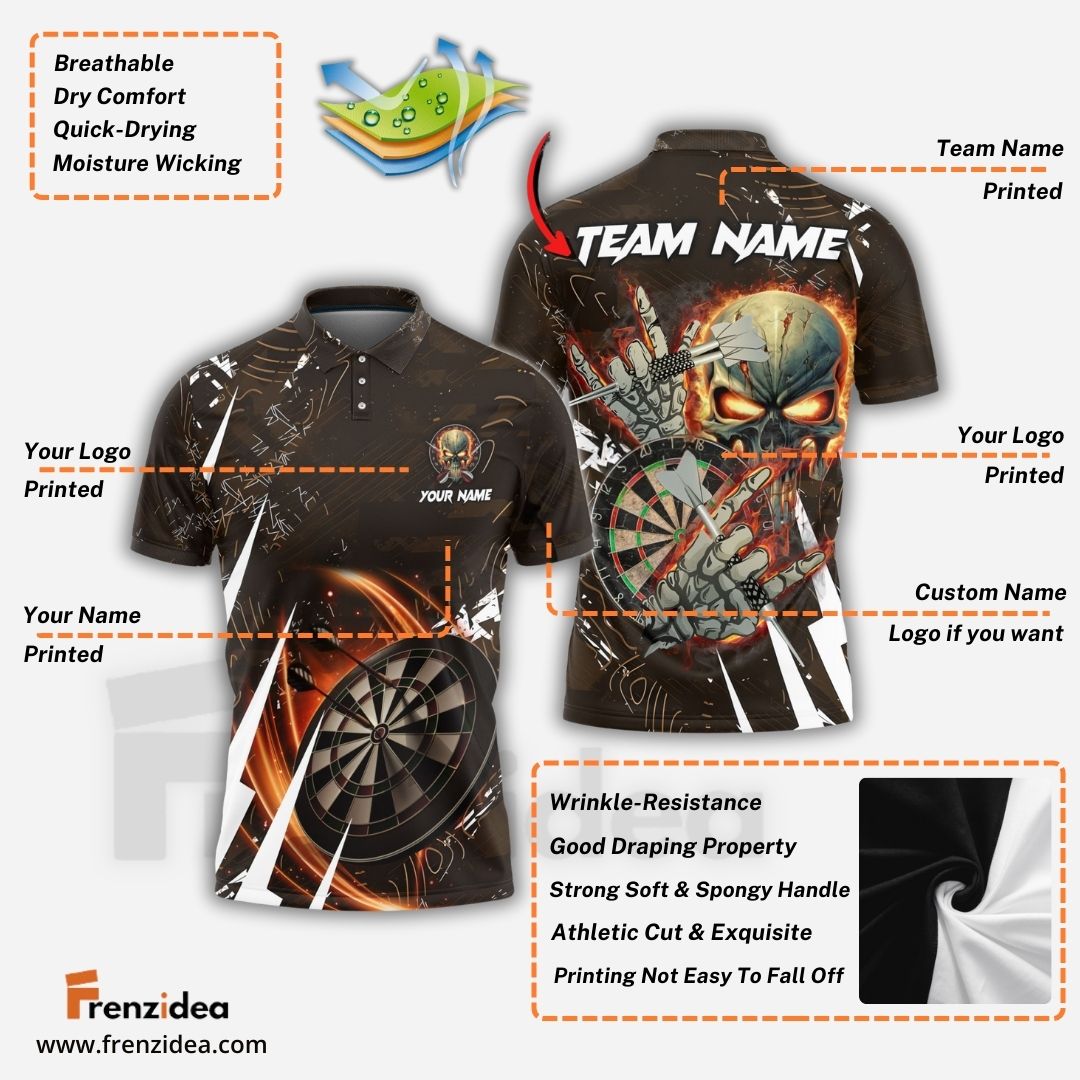 Frenzidea Darts Skull Of Punishment Personalized Name, Team Name 3D Shirt (6 Colors)