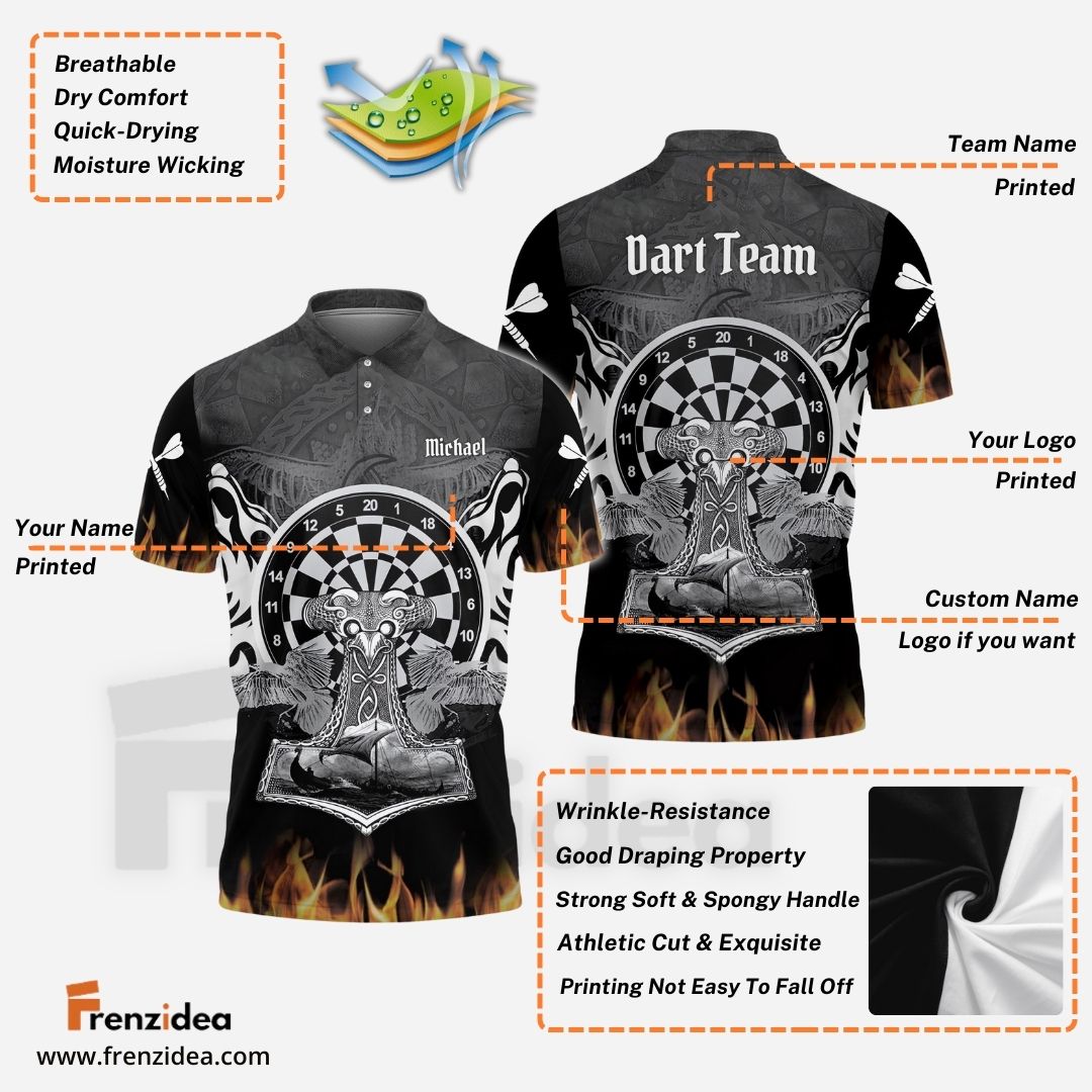 Frenzidea Viking Ship Fire Flame Custom Darts Shirts