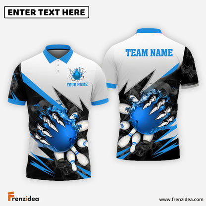 Frenzidea Bowling And Pins Lightning Claws Pattern Customized Name 3D Shirt (4 Colors)