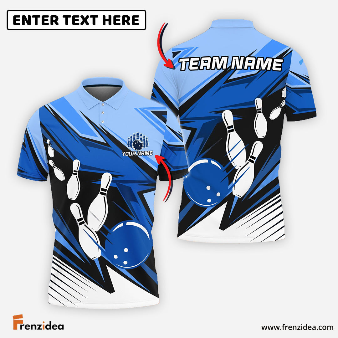 Frenzidea Bowling and Pins Strike Cubes Customized Name, Team Name 3D Shirt (4 Colors)