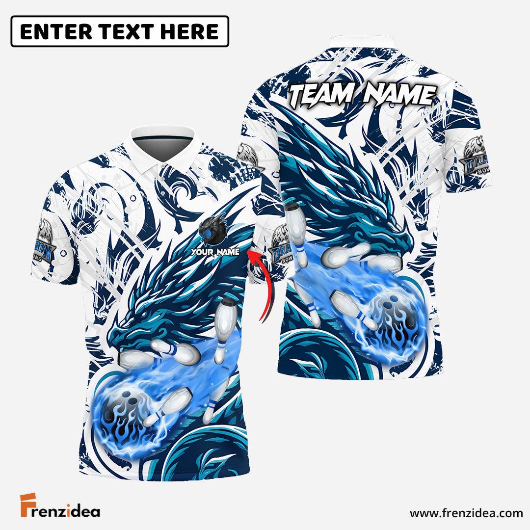 Frenzidea Bowling And Pins Blasting Dragon Customized Name 3D Shirt ( 6 Colors)