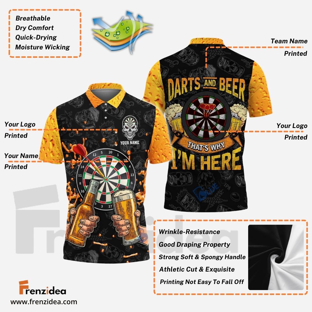 Frenzidea Darts & Beer Personalized Name 3D Shirt