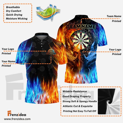 Frenzidea Blue Fire Dartboard Customized Name, Team Name 3D Unisex Shirt